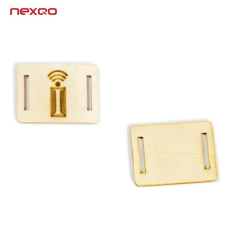 Diseño personalizado, manualidades personalizadas, estampado de lámina, código de barras y código QR para tarjetas de madera RFID