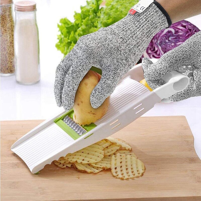 Перчатки с защитой от порезов для пищевых продуктов, 4 пары, 5 уровней защиты рук, перчатки для кухни, 2 пары больших и 2 пары средних