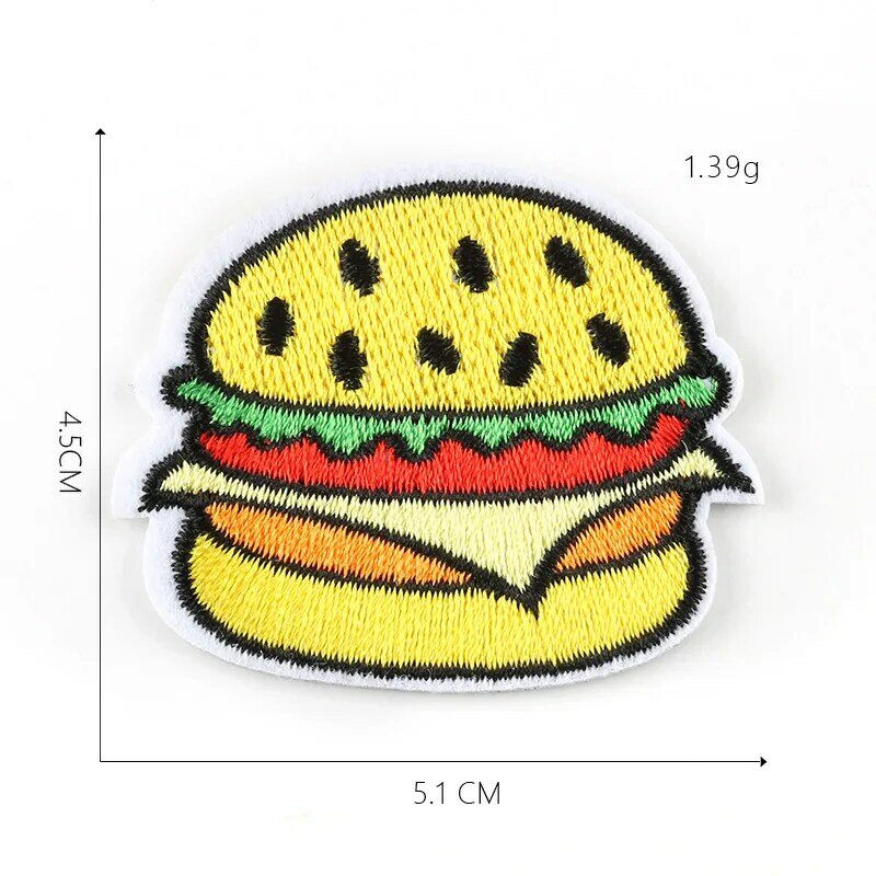 17 قطعة Burger بيتزا سلسلة متجر الحديد على بقع المطرزة على الملابس قبعة الجينز ملصقا خياطة التصحيح زين شارة