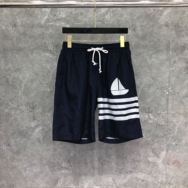 Шорты TB THOM мужские пляжные, модные брендовые летние короткие штаны до бедра, с полосками, быстросохнущие, 4 атм.