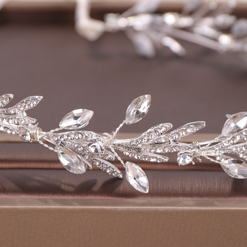 Penjualan Laris Ikat Kepala Berlian Imitasi Daun Hiasan Kepala Perdagangan Luar Negeri Perhiasan Pengantin