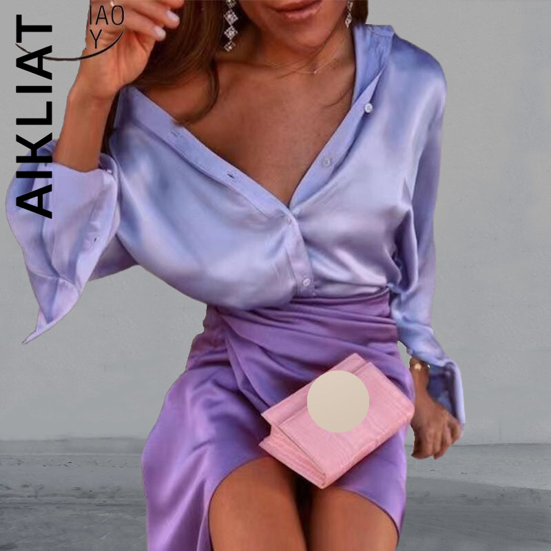 Aikliat-シンプルでシックな女性用オフィスシャツ,ヴィンテージのスリムフィットの女性用シャツ