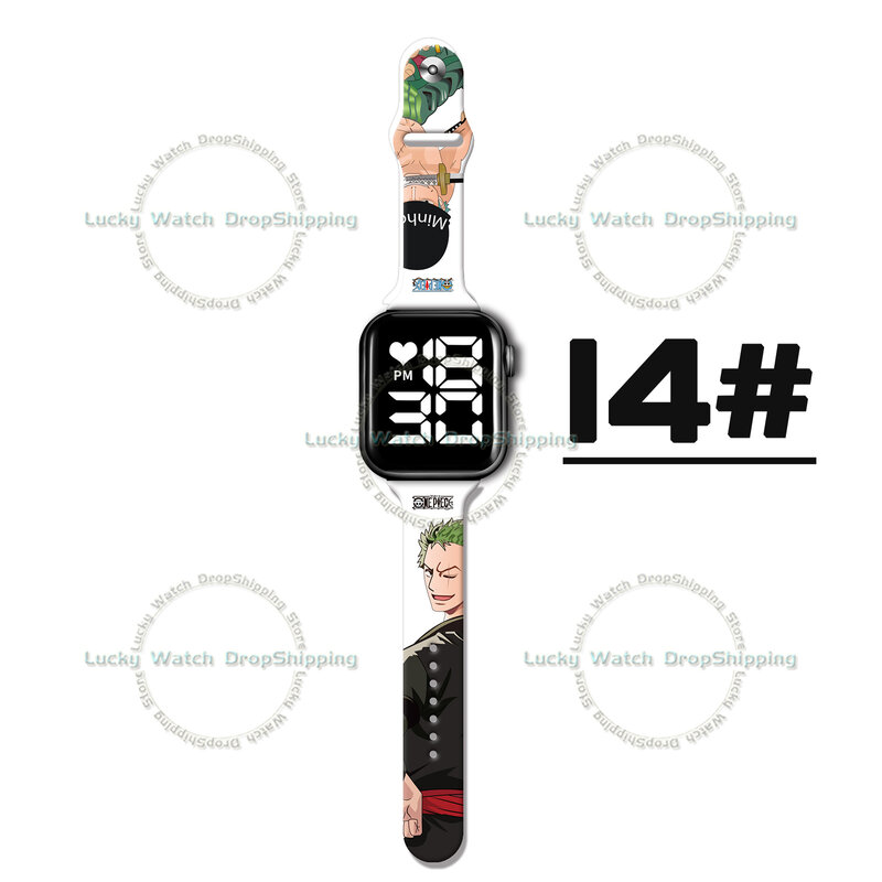 Satu Buah Jam Tangan Digital Anak Luffy Zoro Jam Tangan Olahraga LED Jam Tangan Silikon Kasual Pria Wanita Anak-anak Jam Tangan Gelang