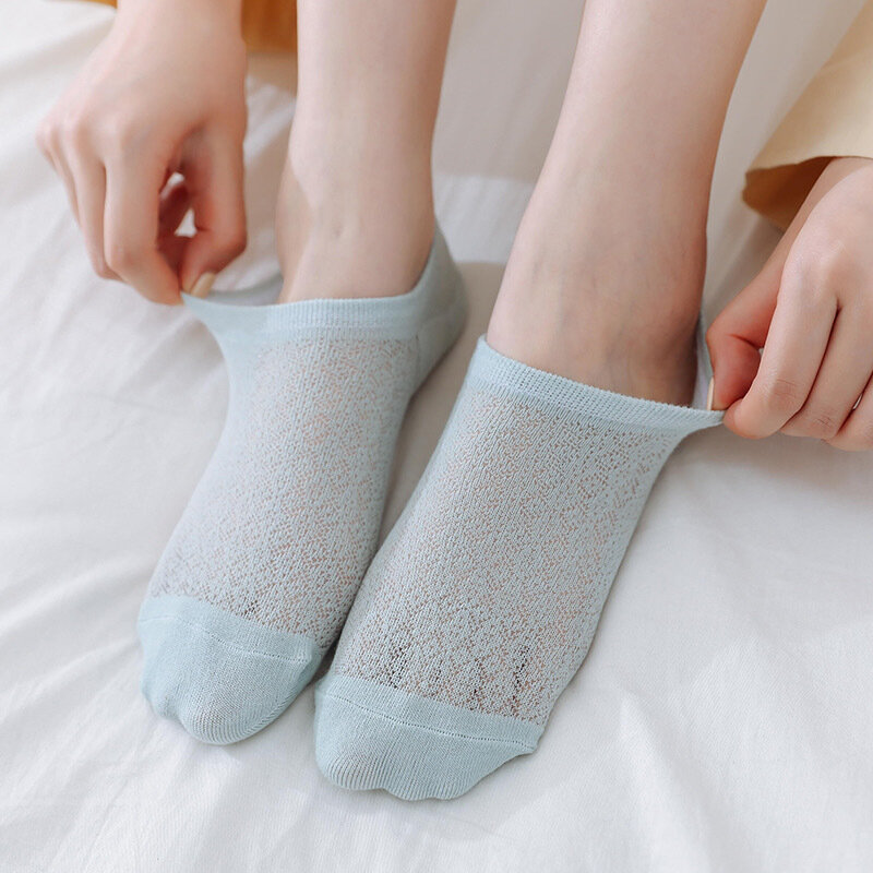 5 pairs socksinvisible algodão anti-deslizamento de malha curta verão legal tendências bonito não-mostrar tornozelo lote meias moda feliz 2022
