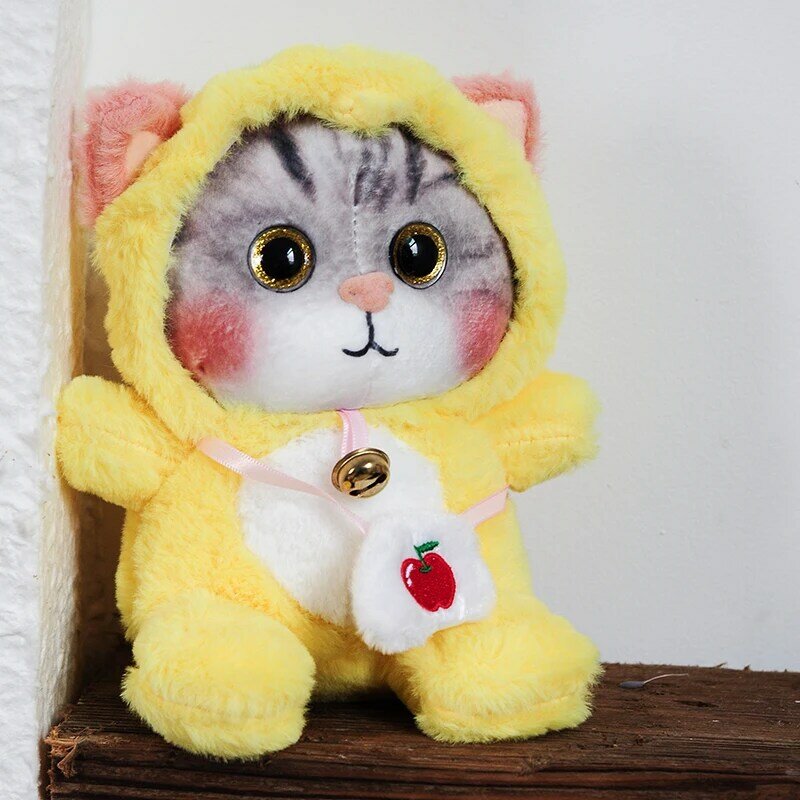 Muñeco de gato curativo de 25cm para niños, muñeco de felpa con colgante, sofá, mochila, decoración, regalo sorpresa de vacaciones