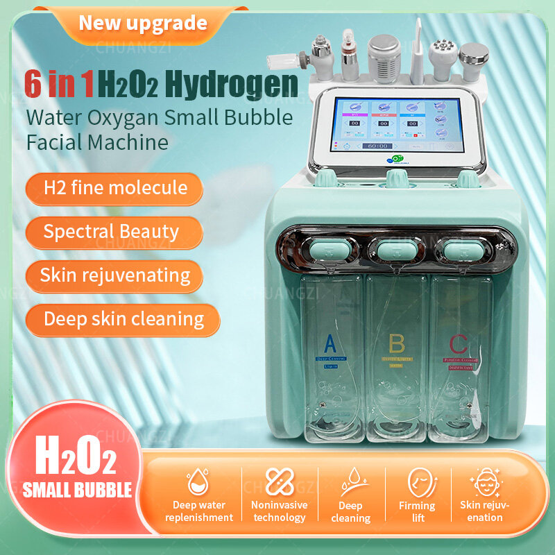 Nieuwe 6 In 1 Kleine Bubbel Hydro Zuurstof Gezichtsmachine Huidreiniging Rf Lifting Spray Mee-Emade Verwijderen Huidverjonging Anti-Aging
