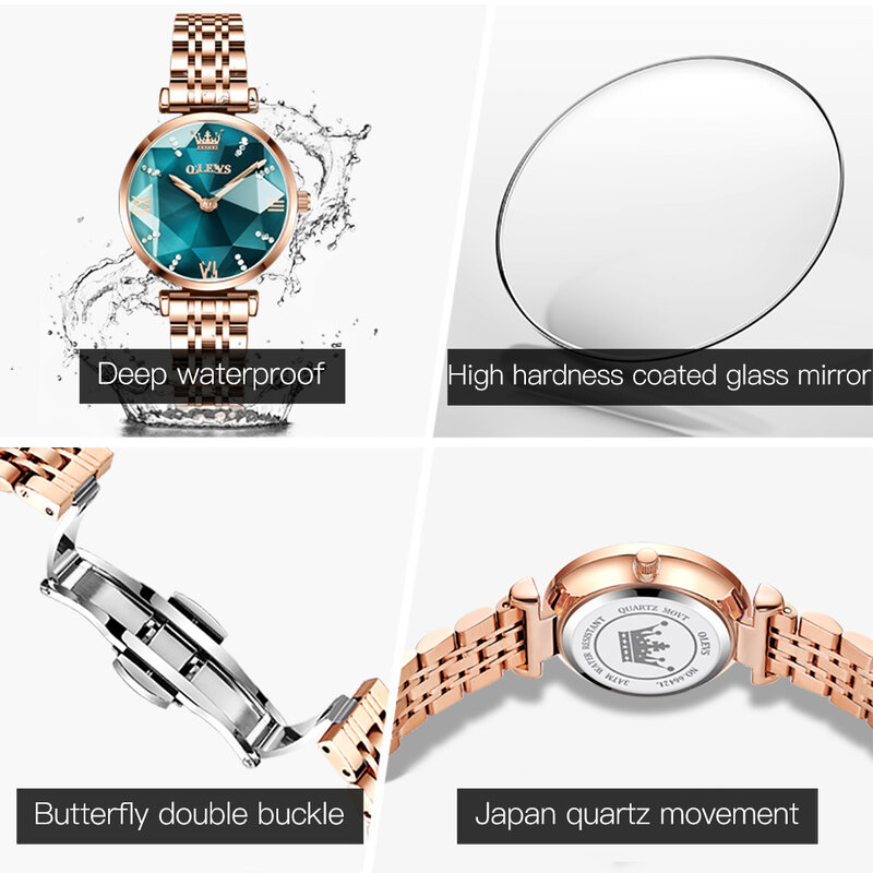OLEVS Mode Trendy Luxus Uhr für Frauen Quarz Wasserdichte Edelstahl Armband Frauen Armbanduhr