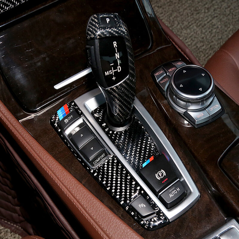 Carbon Fiber For BMW 5 7 Series F01 F10 F07 F25 F26 Accessories Control Gear Shift panel decorative strip cover trim Car Sticker