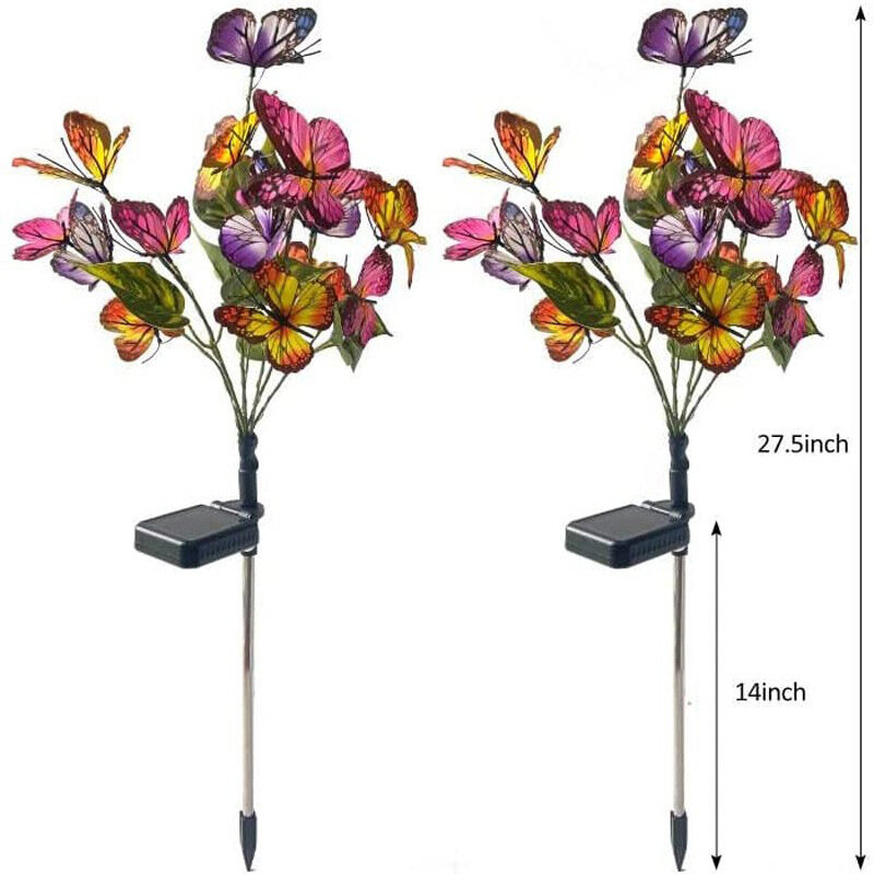 Solar Outdoor Waterproof Light LED Four-color Butterfly Tree Garden Ground Light Holiday Decoration Villa Garden Lawn Lamp
