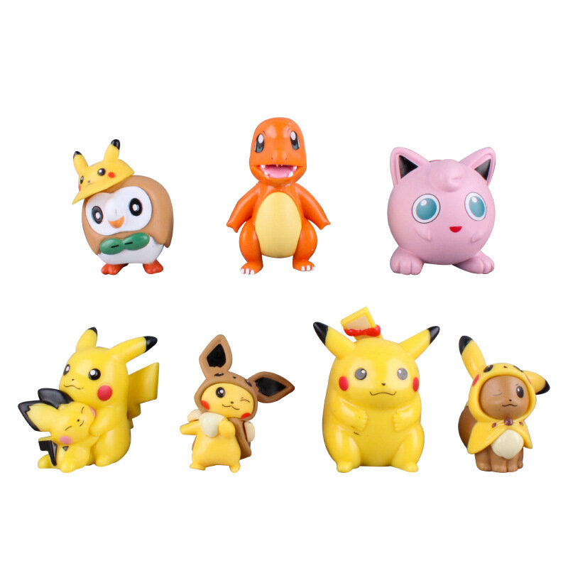 Figuras de acción originales de Pokémon Tomy, 7 tipos, modelo de colección de Pokemon Pikachu, regalo de cumpleaños para niños