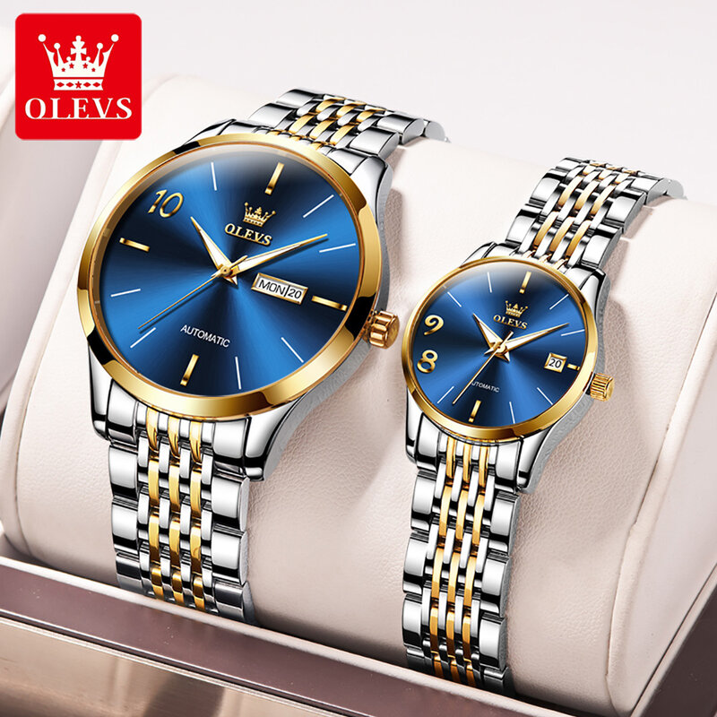 OLEVS Stainless Steel Strap Full-automatic Watch for Women Business Automatic Mechanical Waterproof Women Wristwatches Luminous