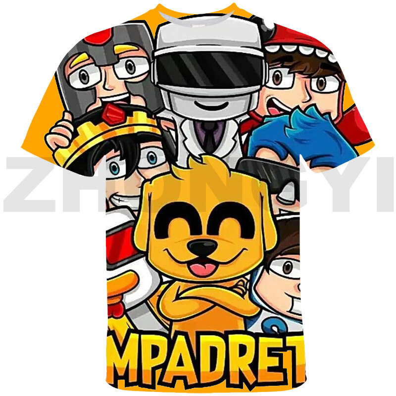 T camisa do jogo de moda crianças 3d anime los compas mikecrack camiseta kawaii topos camiseta adolescente streetwear oversized