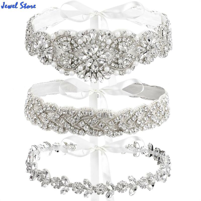 Cinturón de novia con diamantes de imitación, faja para vestido de novia, 3 estilos, cristal satinado, 1 pieza