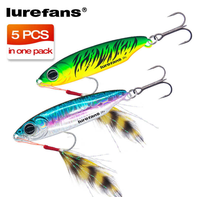 Lurefan LamDou 5 Bungkus/Lot Lapisan Renang Penuh Umpan Tenggelam VIB 7-18G Umpan Jig Logam Umpan Air Asin Long Shot untuk Bass Pike