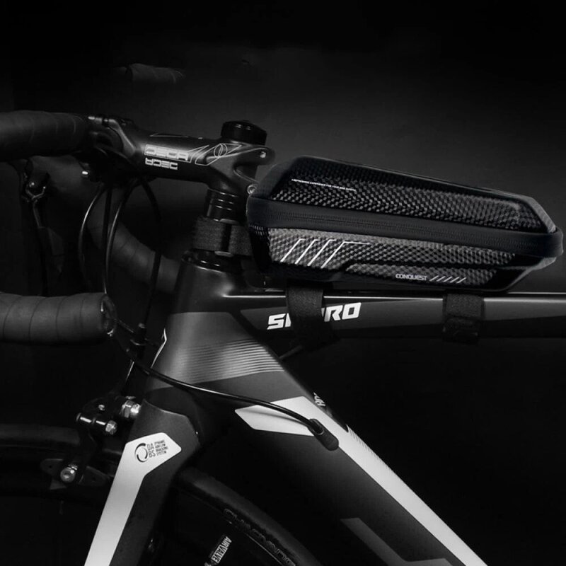 Bolsa para manillar de bicicleta, resistente al agua, Pu + Eva, para marco frontal, tubo superior, accesorios para bicicleta