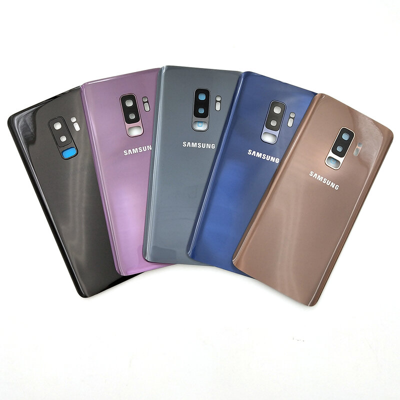 Untuk SAMSUNG Galaxy S9 G960 SM-G960F S9 + Plus G965 SM-G965F Kaca Back Housing Perbaikan Penutup Pintu Belakang Suku Cadang Pengganti