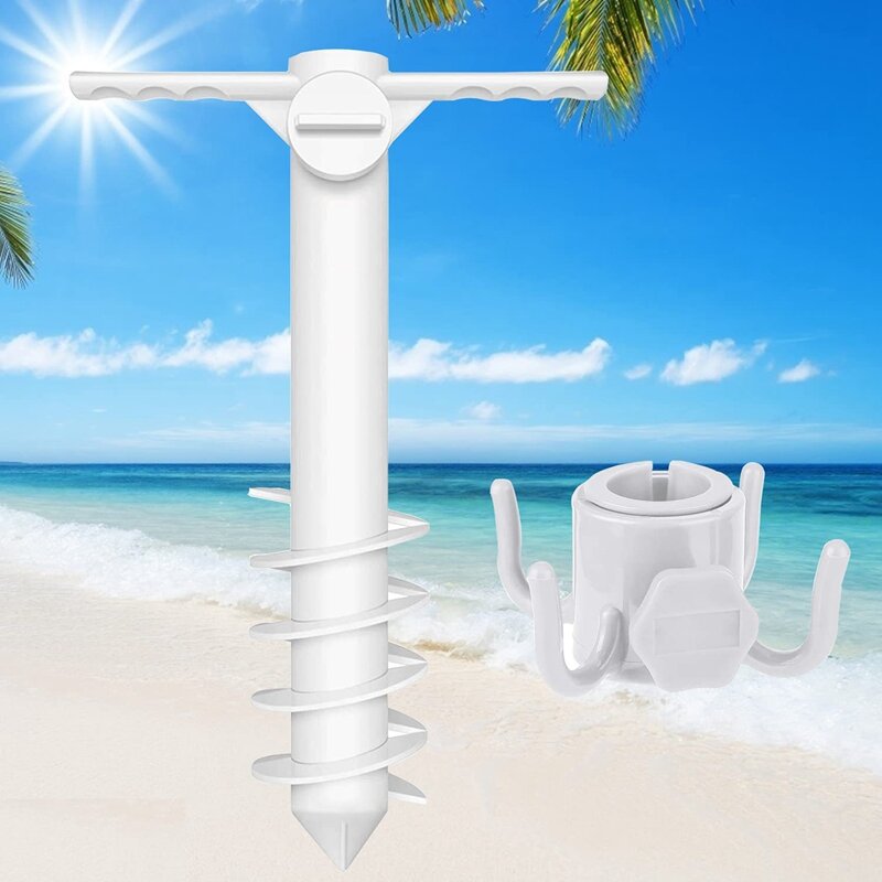 Strand Regenschirm Sand Anker 5 Spirale Stand Mit Halter Hängen Haken Für Terrasse Rasen Home Garten Für Alle Sonnenschirm