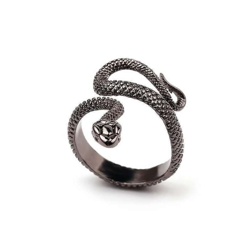 Bague serpent rétro Punk pour hommes et femmes, anneau ajustable à ouverture stéréoscopique de couleur argent Antique exagéré à la mode