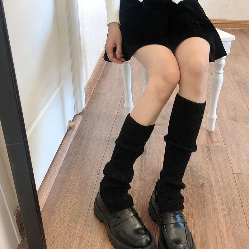 Calcetines de punto con bola de lana para mujer, medias japonesas de Lolita, calentador de piernas, Cosplay, Otoño e Invierno