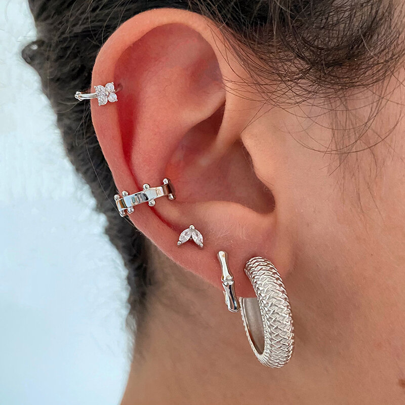 Gold Silver Plated Hoop Earrings for Women Fake Piercing Vintage Circle Ear Clips Stud Earrings Jewelry 2022 Wholesale