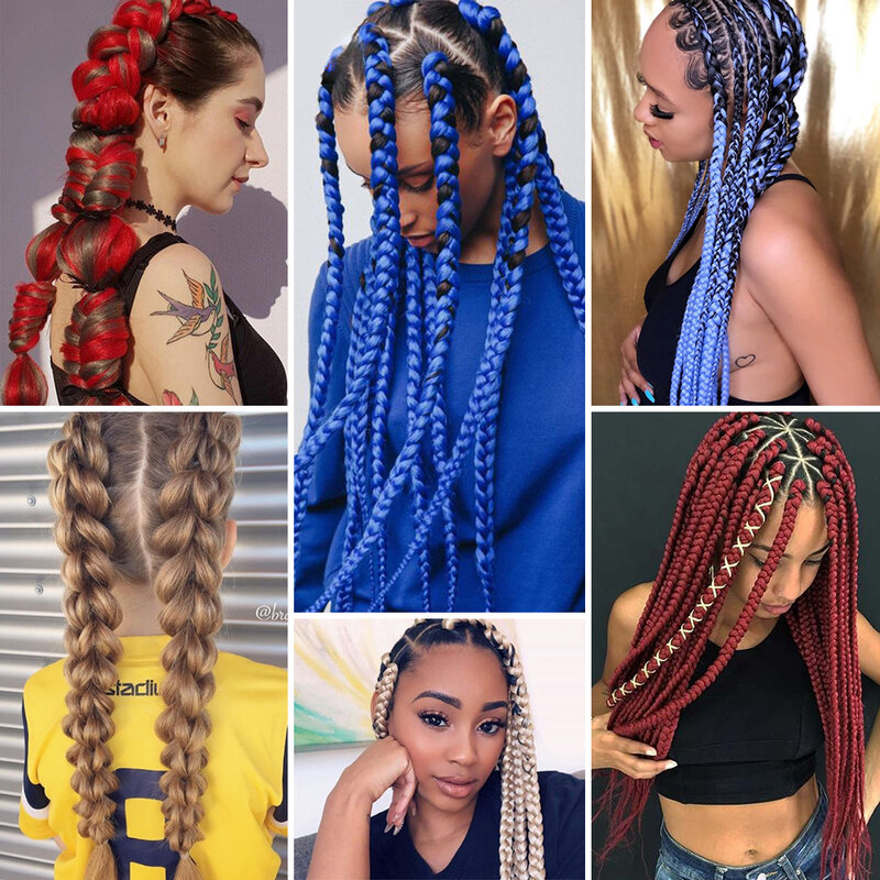 82 Inch 165g Synthetic Jumbo Braiding Hair Pre Stretched High Temperature Fiber Crochet Hair Extensions For Box Braids