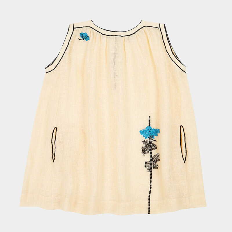 الأطفال الصيف جديد CBC Ramie سلسلة القطن بلا أكمام فستان من الكتان التطريز قصيرة الأكمام بلوزة طفل بلوزة مجموعات