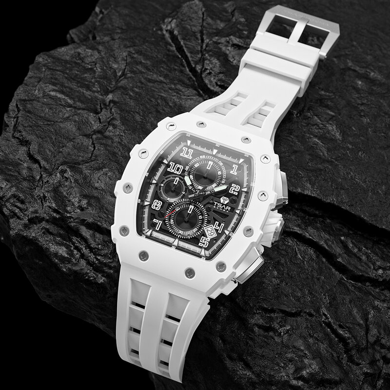 TSAR BOMBA Relojes blancos Hombres 5ATM Reloj de pulsera de cuarzo resistente al agua Reloj de moda Reloj de lujo para hombres