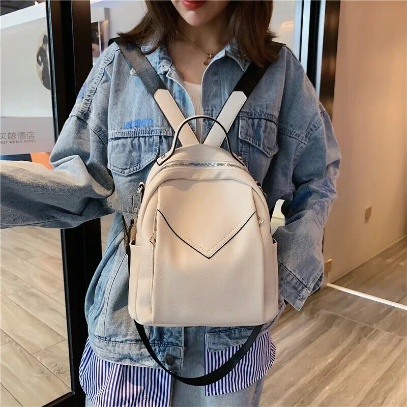 Fashion Casual Mini Backpack Women PU Leather Backpack Multifunction Shoulder Bags Small School Bags for Teenager Girls Mochila