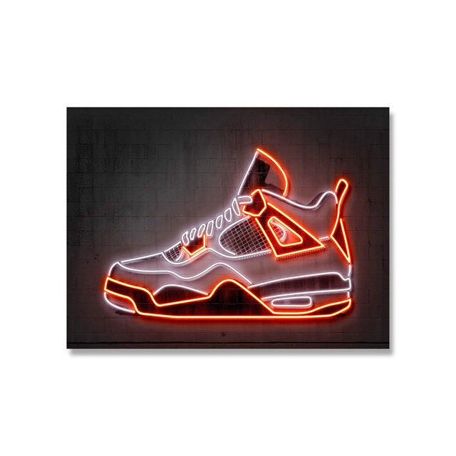 Sinal de néon sneaker sapatos pinturas em tela na parede arte cartaz e impressão moda sapatos esportivos fotos para o quarto do menino decoração da sua casa