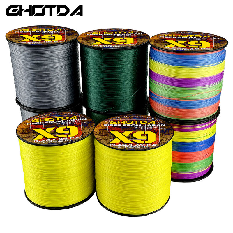 Ghotda-고품질 9 가닥 낚싯줄 20lb-100lb, 물린 방지 및 고밀도 꼰 낚싯줄 500m