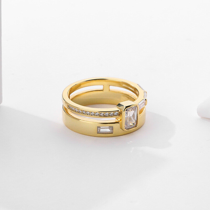 Ssteel aço prata pura 925 anel presente para namorada design de dupla camada estilo neo-gótico presente de aniversário jóias finas nova moda
