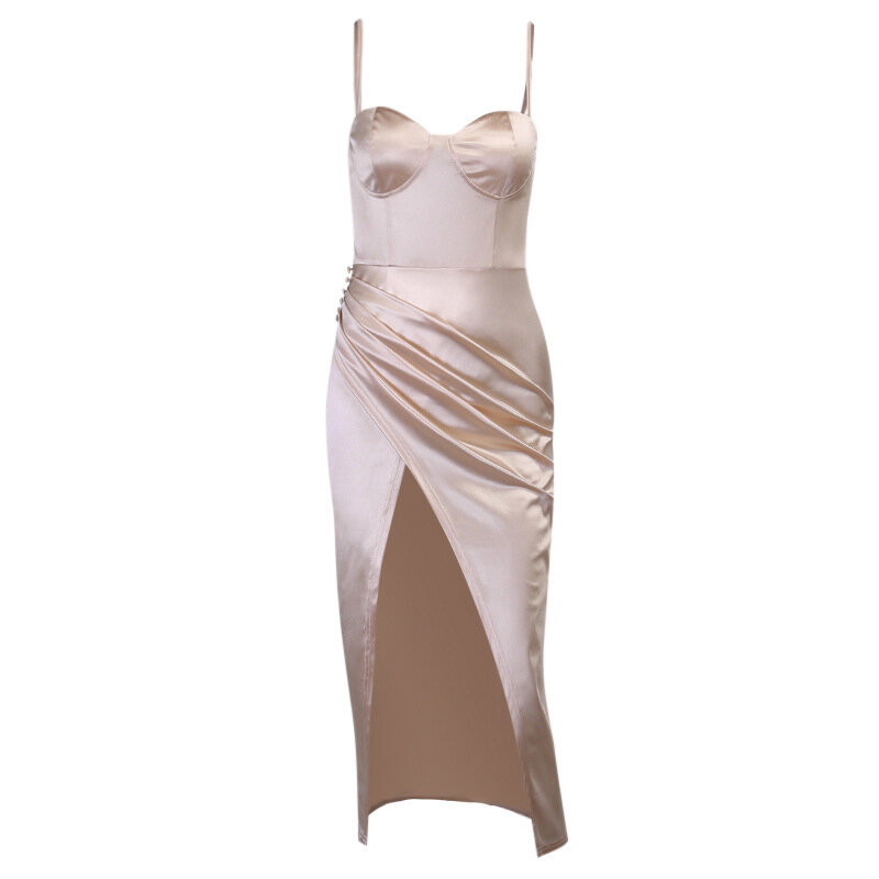 Привлекательное платье с перекрестными лямками на груди, Новинка лета 2022, женская модная плиссированная тонкая юбка с талией, Женская юбка