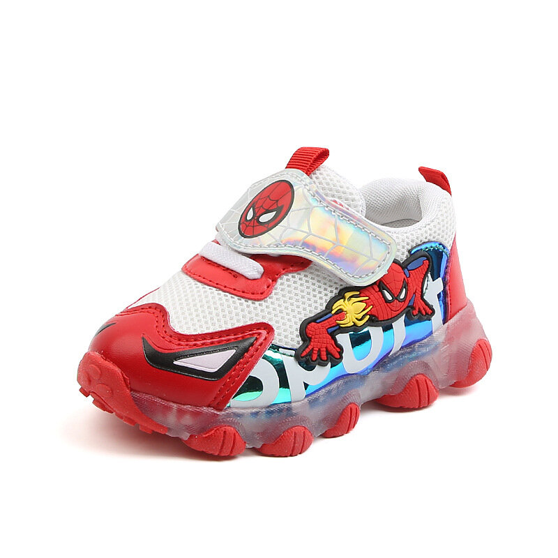 Spiderman LED New Children's Disney Light Sandals Boys Girls Mesh Breathable Sneakers Baby Luminous Shoes Kids Sneakers