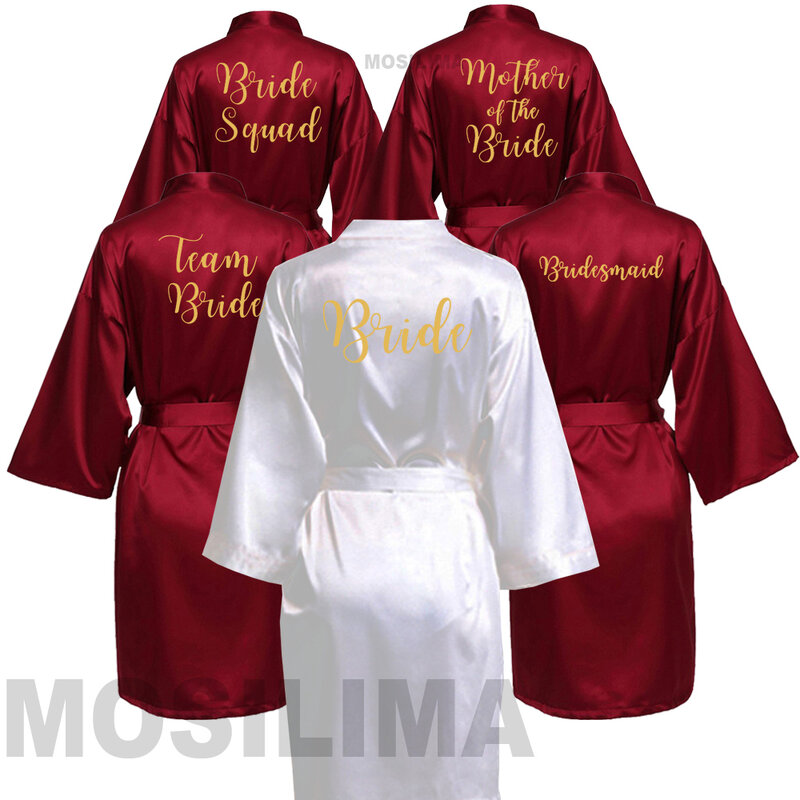 Satin Silk Robes Wedding BathRobe Bride Bridesmaid Dress Gown Women Clothing Sleepwear SP604