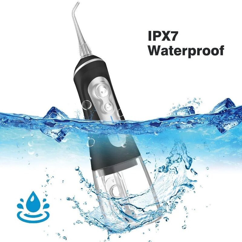 Irrigatore orale a 5 modalità irrigatori portatili per la pulizia dei denti filo interdentale ricaricabile USB 300ml Water Pick getto d'acqua orale e borsa