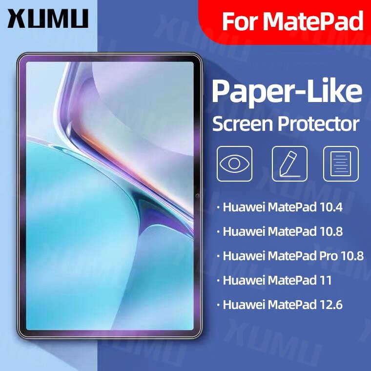 Xumu Kertas Terasa Pelindung Layar Film HD Anti Silau untuk Huawei Matipad 11 Pro 10.8 12.6 Mate Pad 10.4 Matte Lukisan Hewan Peliharaan Menulis