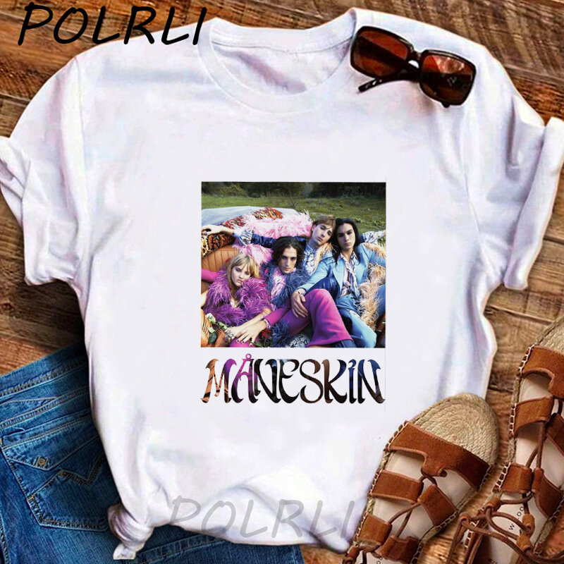 Maneskin конкурса Италия женская футболка в стиле «хип-хоп» в стиле панк рок одежда для женщин и мужчин, футболки футболка с короткими рукавами; ...