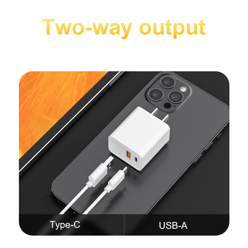 QCY 20 واط USB نوع C شاحن PD/QC/FCP شحن سريع USB-A Type-C شحن شاحن لأجهزة iOS أندرويد الهاتف المحمول سماعة