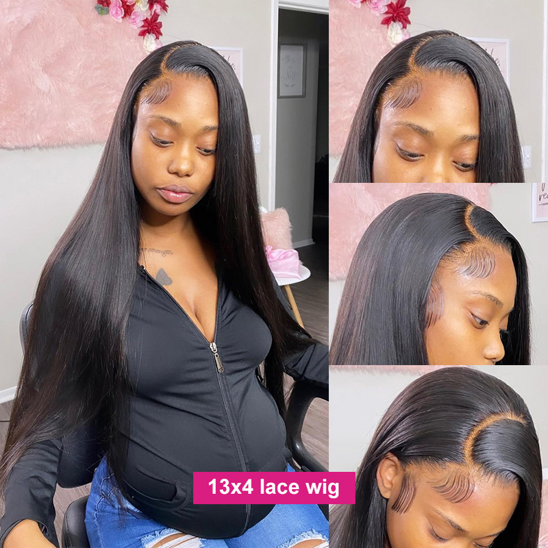 250 Density 13x4 Lace Front Human Hair Wigs For Black Women Straight Lace Front Wig HD Lace Frontal Wig 30Inch Transparent Tpart