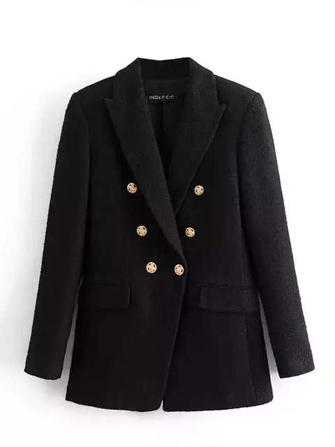女性のツイードツイードチェック柄ジャケット,ヴィンテージのブレザー,長袖ポケット,シックなアウターウェア,新しい秋のファッション