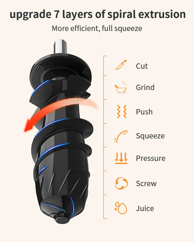 Lufvee-ゆっくりとした圧力のジューサー,電気野菜,果物,栄養,柔らかく,ハードモード,サイレントモーター,フレッシュジューサー