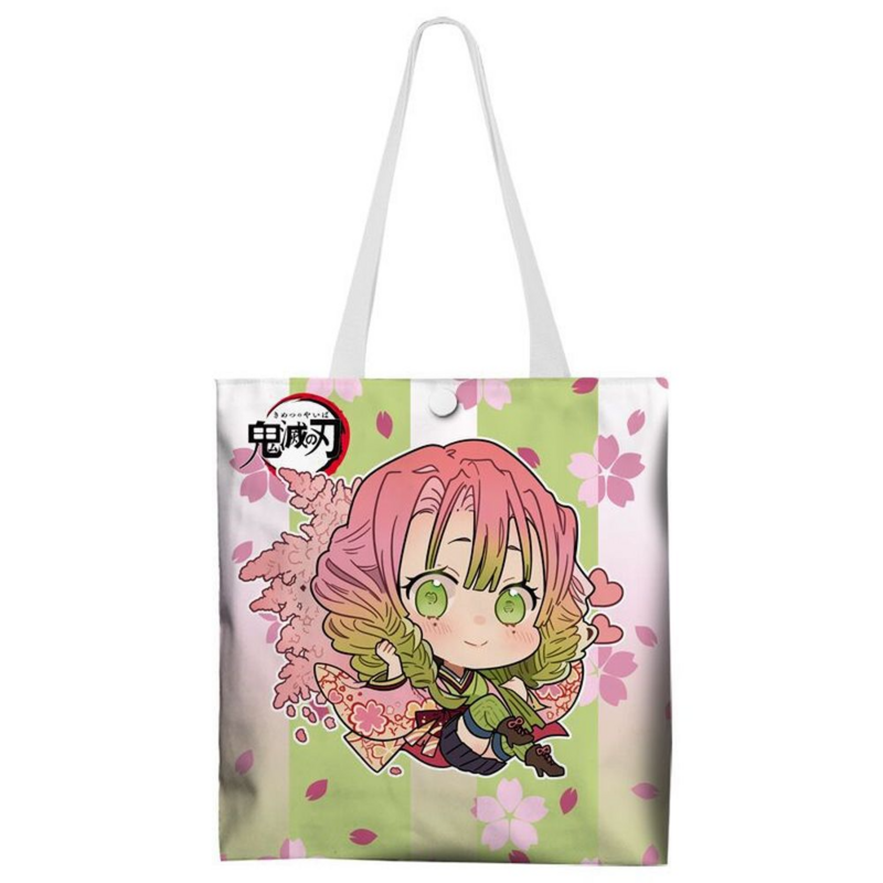 Cartoon Anime torba płócienna torebka mężczyźni kobiety torba na zakupy studencka podwójnie z jednostronnym nadrukiem-Demon Slaye