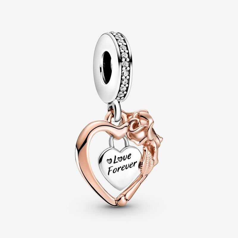 Perhiasan untuk Wanita 925 Perak Sterling Cinta Manik-manik Gelang Tangan untuk Vrouwen DIY Jimat Cocok Gelang Gelang Asli Manik-manik Argent