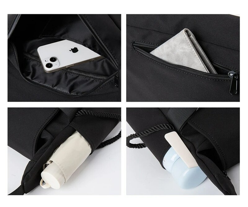 แฟชั่นสีดำ Casual 2022 Crossbody กระเป๋า Unisex 12.9นิ้วกระเป๋ากันน้ำกระเป๋าหนังสลิงสำหรับชาย