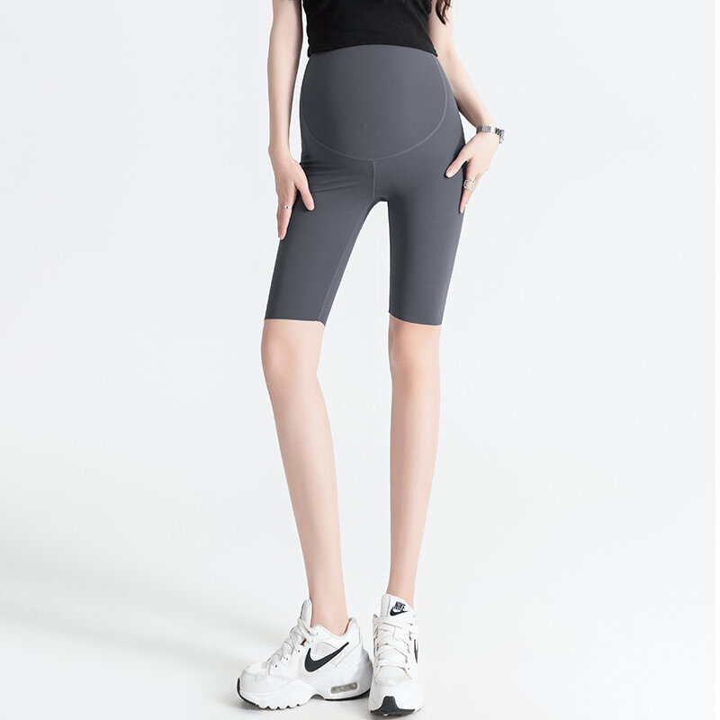 Sommer nahtlose dünne Nylon Mutterschaft Legging elastische Taille Bauch Bleistift Yoga Hosen Kleidung für schwangere Frauen Schwangerschaft Shorts