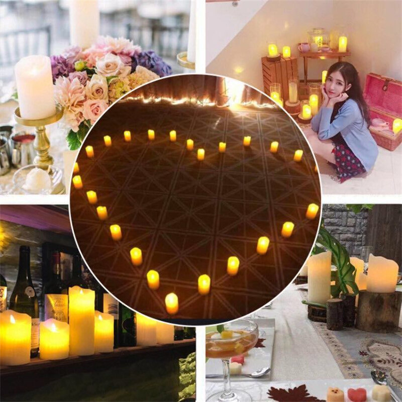Flickering Flameless Candles Battery Operated LED Tealight, Battery Operated Fake Decorative Pillar Candles or Wedding Birthday
