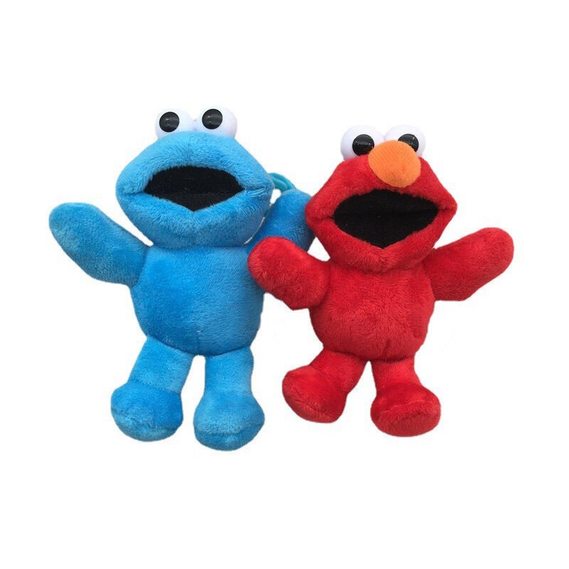 10Cm Sesame Street Elmo CookieMonster Boneka Mainan Kartun Isi Lembut Lembut Lucu Hadiah Anak-anak Gantungan Kunci Liontin Dekorasi