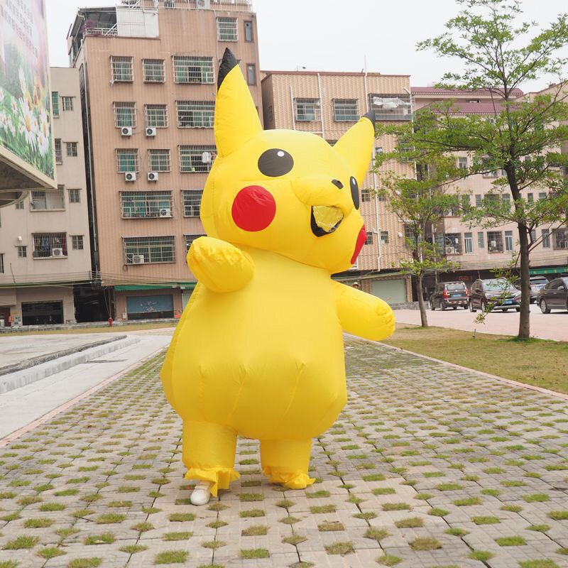 Gele Opblaasbare Kostuum Mascotte Pikachu Anime Cosplay Voor Volwassen Kinderen Cartoon Kostuum Grappig Fancy Dress Kostuums