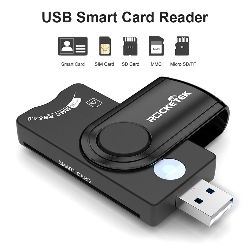 Rocketek CR310 USB2.0 Tax Declaration IC Smart Card Reader SD/TF/SIM Card Multi-Function External Card Reader Connector Adapter