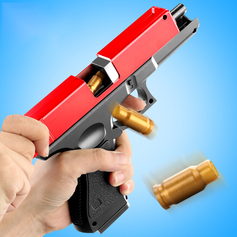Pistola de juguete Manual de balas suaves para niños, Arma de juguete con carcasa de Águila del desierto, para disparar, juegos al aire libre, Glock 1911